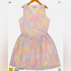 BCBG GIrls Tie Dye sleeveless dress with v neckline and pleated bottom/ Size: 8